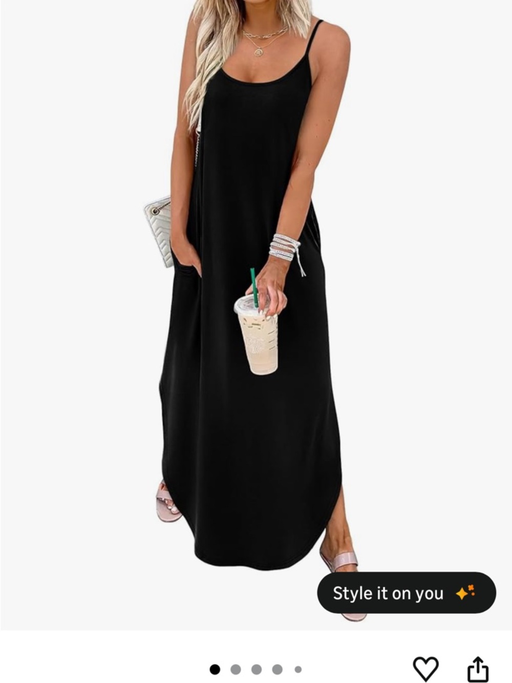 Classic Black Slip Maxi Dress
Size XL